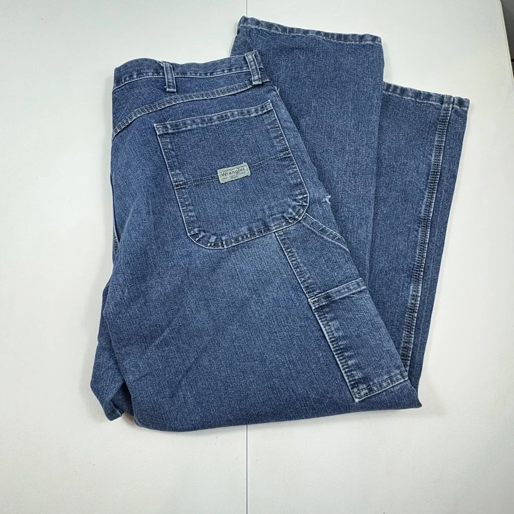 Wrangler‎ Carpenter Jeans Mens 38x30 Blue Denim Workwear Utility Pants